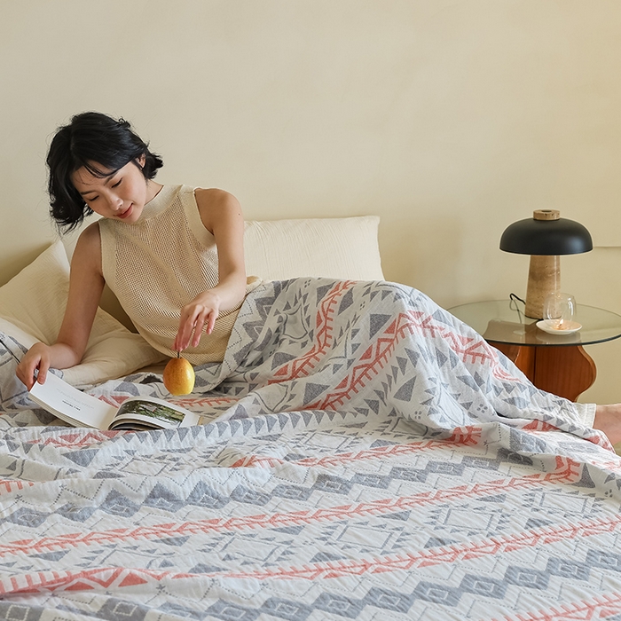 91家纺网 家纺一手货源 找家纺 朴尔家纺-毛巾被 2026新款西部民族风全棉纯棉三层纱布毛巾被-朴尔经典款常年备货 洛迪