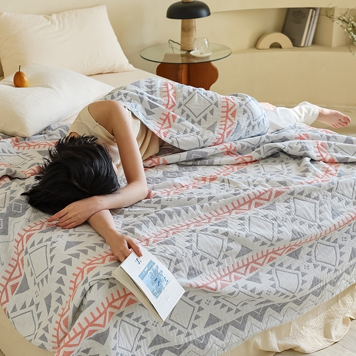 91家纺网 家纺一手货源 找家纺 朴尔家纺-毛巾被 2026新款西部民族风全棉纯棉三层纱布毛巾被-朴尔经典款常年备货 洛迪