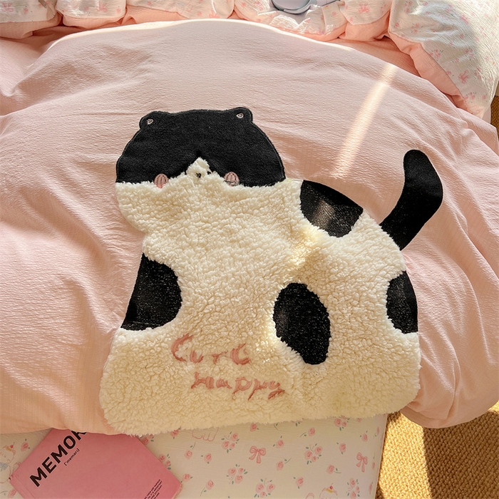 91家纺网 家纺一手货源 找家纺 繁花家居 2026新款云感泡芙棉邹邹木棉可爱童趣贴布绣毛巾绣四件套 斑点猫