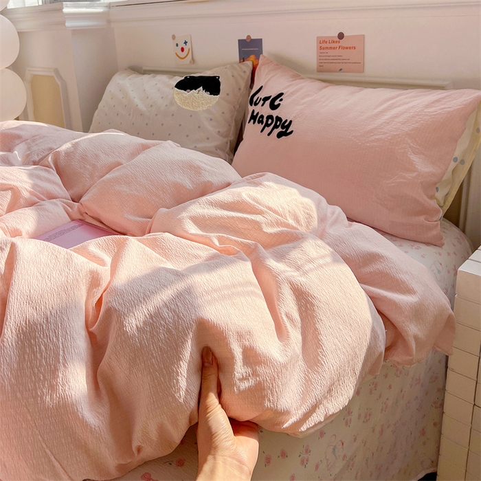 91家纺网 家纺一手货源 找家纺 繁花家居 2026新款云感泡芙棉邹邹木棉可爱童趣贴布绣毛巾绣四件套 斑点猫