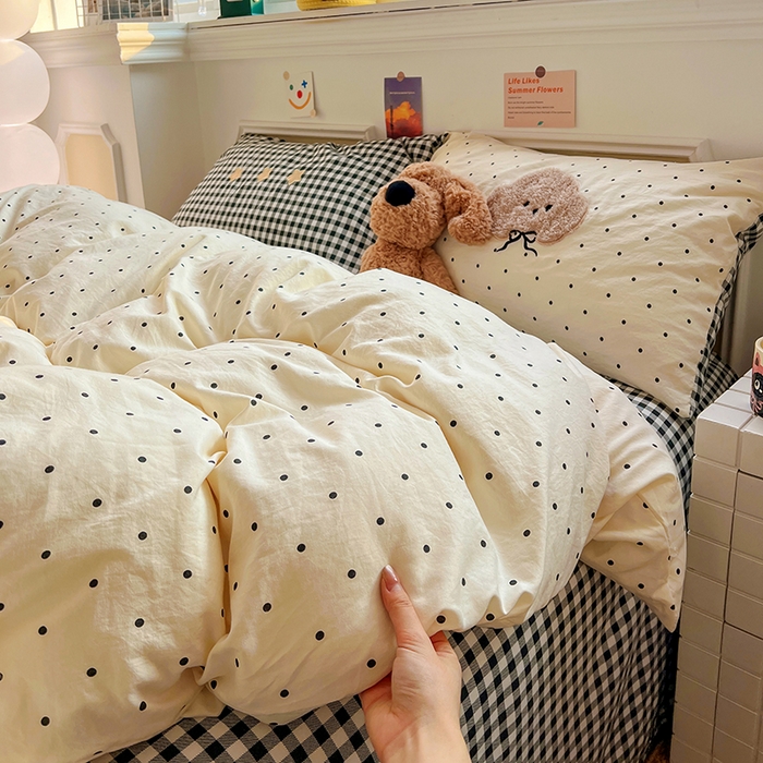 91家纺网 家纺一手货源 找家纺 繁花家居 2026新款云感泡芙棉邹邹木棉可爱童趣贴布绣毛巾绣四件套 小呆呆