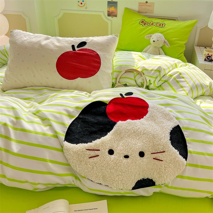 91家纺网 家纺一手货源 找家纺 繁花家居 2026新款云感泡芙棉邹邹木棉可爱童趣贴布绣毛巾绣四件套 小胖球