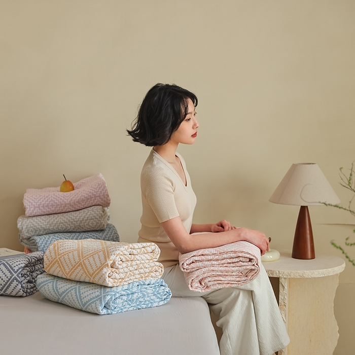 91家纺网 家纺一手货源 找家纺 （总）朴尔家纺-毛巾被 2026新款格调简约风全棉纯棉三层纱布毛巾被-朴尔经典款常年备货