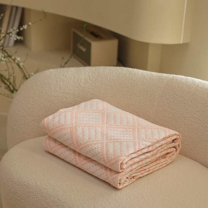 91家纺网 家纺一手货源 找家纺 朴尔家纺-毛巾被 2026新款格调简约风全棉纯棉三层纱布毛巾被-朴尔经典款常年备货 曼城时光-粉