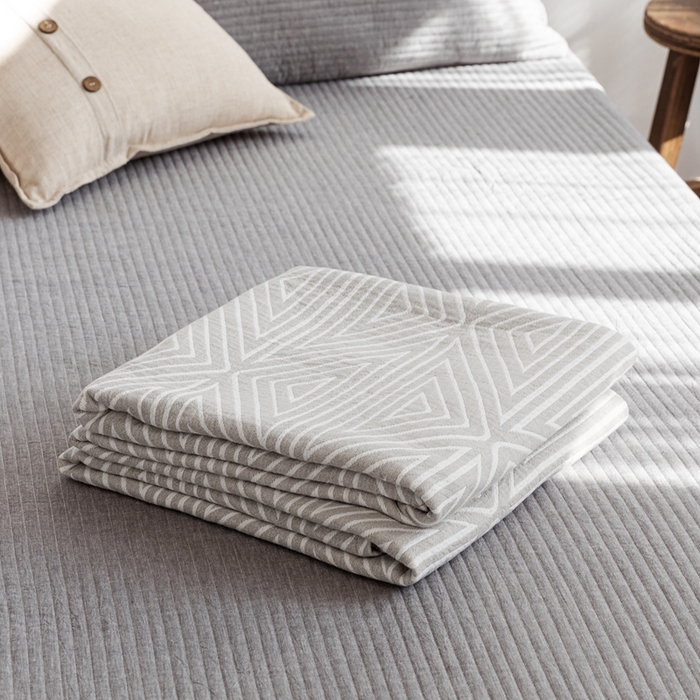 91家纺网 家纺一手货源 找家纺 朴尔家纺-毛巾被 2026新款格调简约风全棉纯棉三层纱布毛巾被-朴尔经典款常年备货 普韦布洛-浅灰