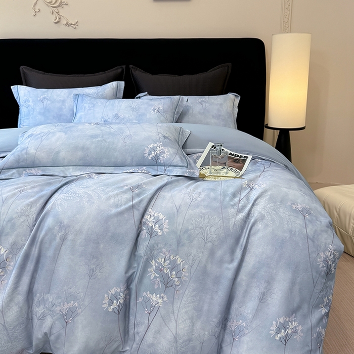 91家纺网 家纺一手货源 找家纺 优迈 2026新款全棉纯棉磨毛数码印花四件套 听风冷羽