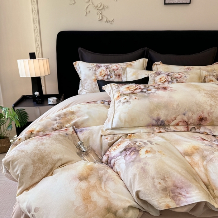 91家纺网 家纺一手货源 找家纺 优迈 2026新款全棉纯棉磨毛数码印花四件套 沁心