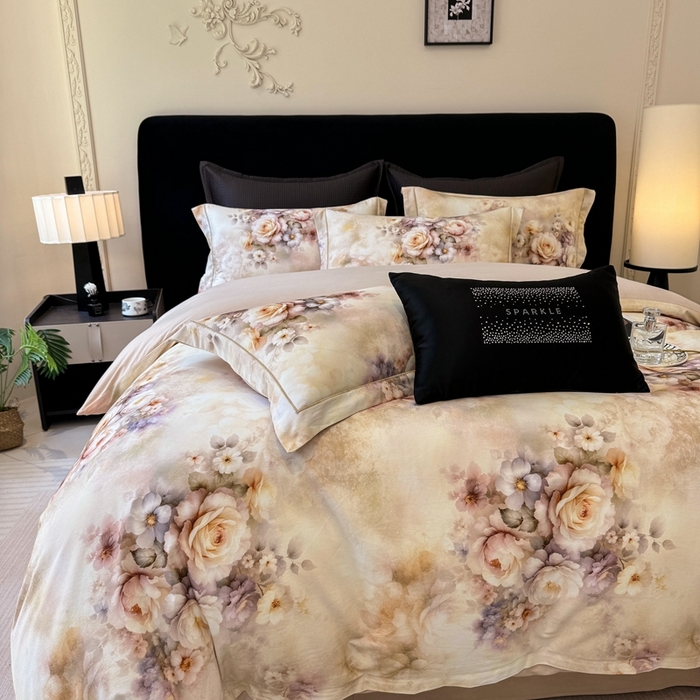 91家纺网 家纺一手货源 找家纺 优迈 2026新款全棉纯棉磨毛数码印花四件套 沁心