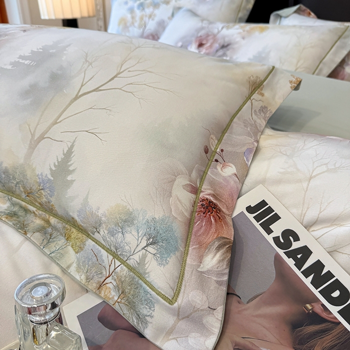 91家纺网 家纺一手货源 找家纺 优迈 2026新款全棉纯棉磨毛数码印花四件套 飞花