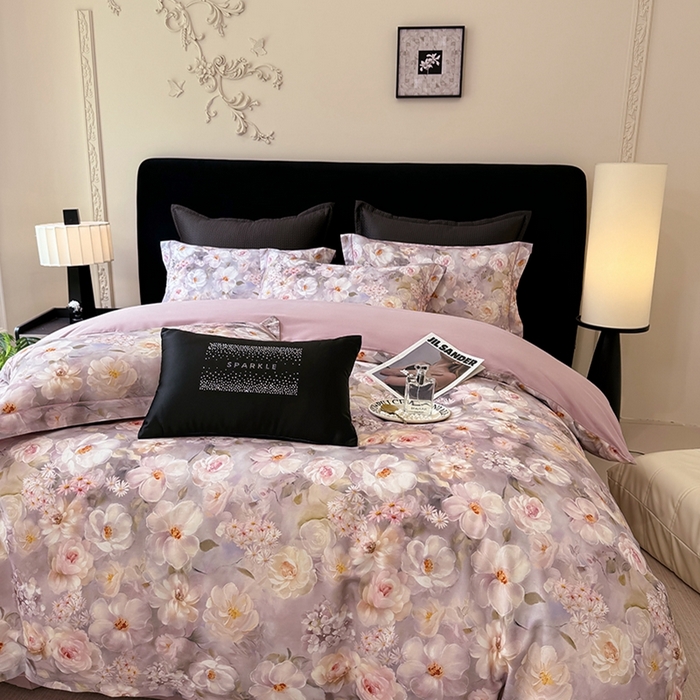 91家纺网 家纺一手货源 找家纺 优迈 2026新款全棉纯棉磨毛数码印花四件套 炫彩花园