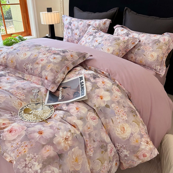 91家纺网 家纺一手货源 找家纺 优迈 2026新款全棉纯棉磨毛数码印花四件套 炫彩花园