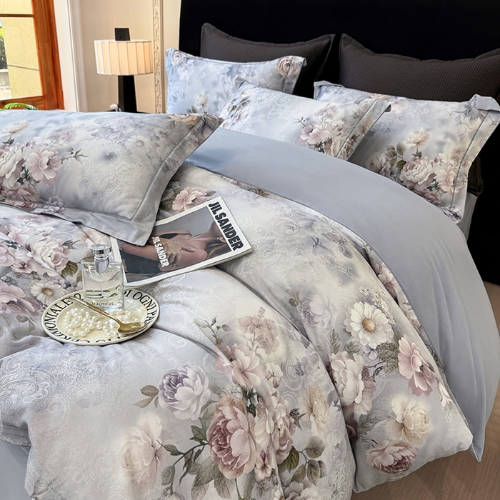 91家纺网 家纺一手货源 找家纺 优迈 2026新款全棉纯棉磨毛数码印花四件套 镜中花