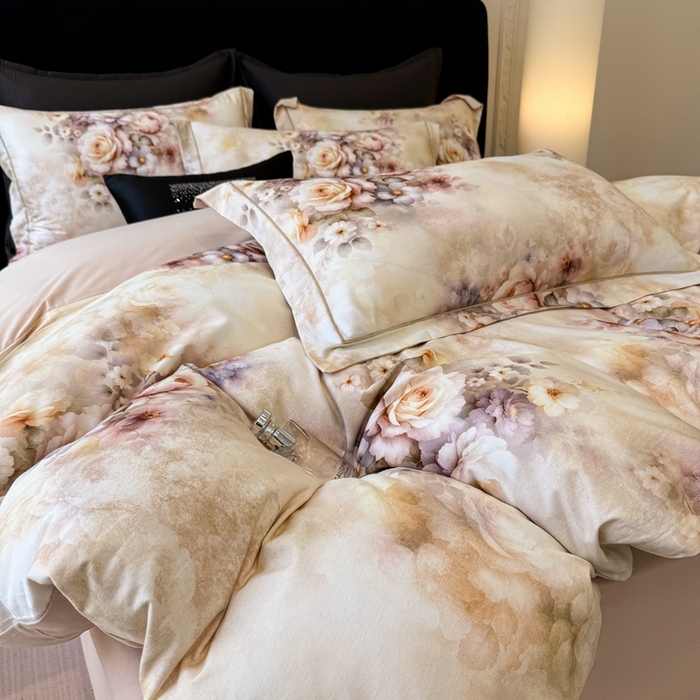 91家纺网 家纺一手货源 找家纺 优迈 2026新款全棉纯棉磨毛数码印花四件套 沁心