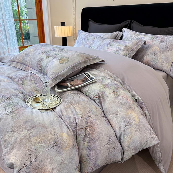 91家纺网 家纺一手货源 找家纺 优迈 2026新款全棉纯棉磨毛数码印花四件套 爱丽丝