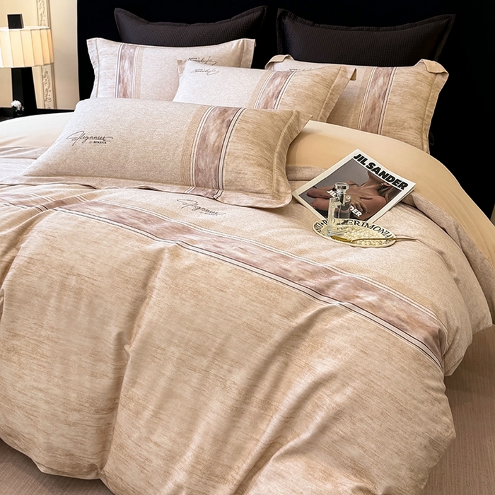 91家纺网 家纺一手货源 找家纺 优迈 2026新款全棉纯棉磨毛数码印花四件套 枕月织梦-黄