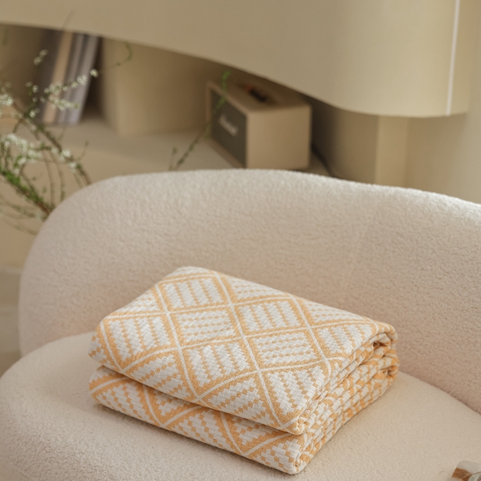 朴尔家纺-毛巾被 2026新款格调简约风全棉纯棉三层纱布毛巾被-朴尔经典款常年备货 曼城时光-黄