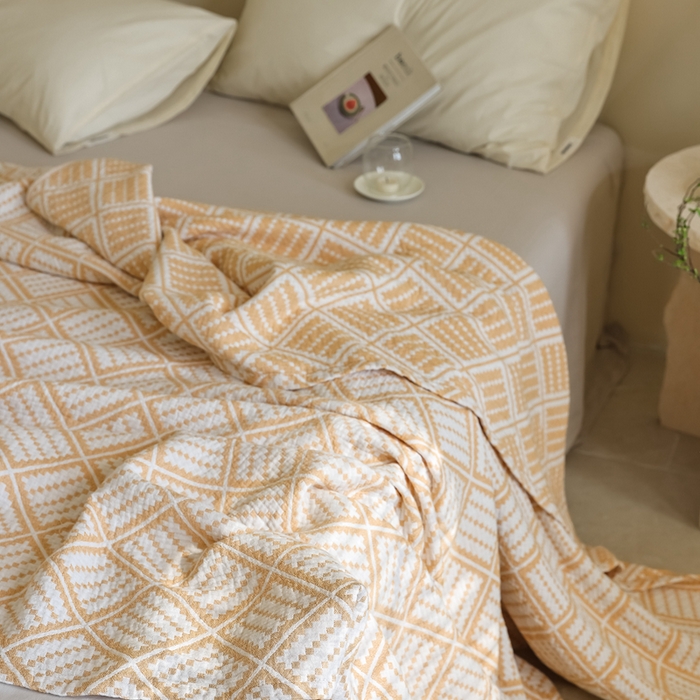 91家纺网 家纺一手货源 找家纺 朴尔家纺-毛巾被 2026新款格调简约风全棉纯棉三层纱布毛巾被-朴尔经典款常年备货 曼城时光-黄