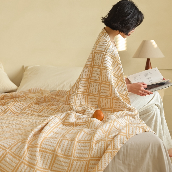 91家纺网 家纺一手货源 找家纺 朴尔家纺-毛巾被 2026新款格调简约风全棉纯棉三层纱布毛巾被-朴尔经典款常年备货 曼城时光-黄