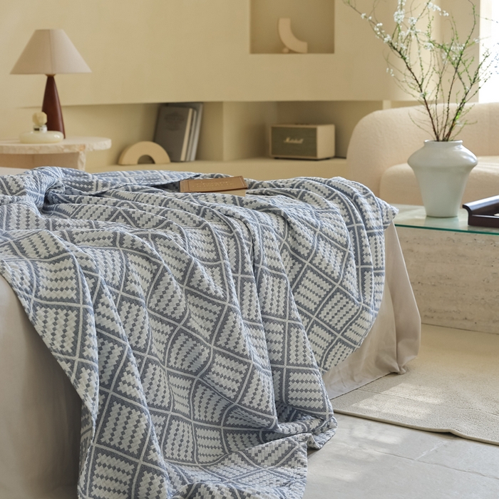 91家纺网 家纺一手货源 找家纺 朴尔家纺-毛巾被 2026新款格调简约风全棉纯棉三层纱布毛巾被-朴尔经典款常年备货 曼城时光-灰