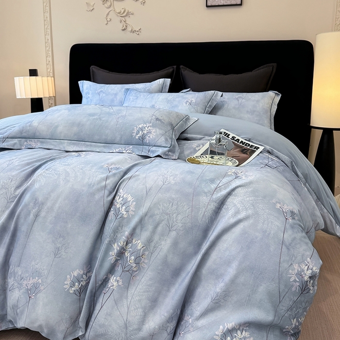 91家纺网 家纺一手货源 找家纺 优迈 2026新款全棉纯棉磨毛数码印花四件套 听风冷羽