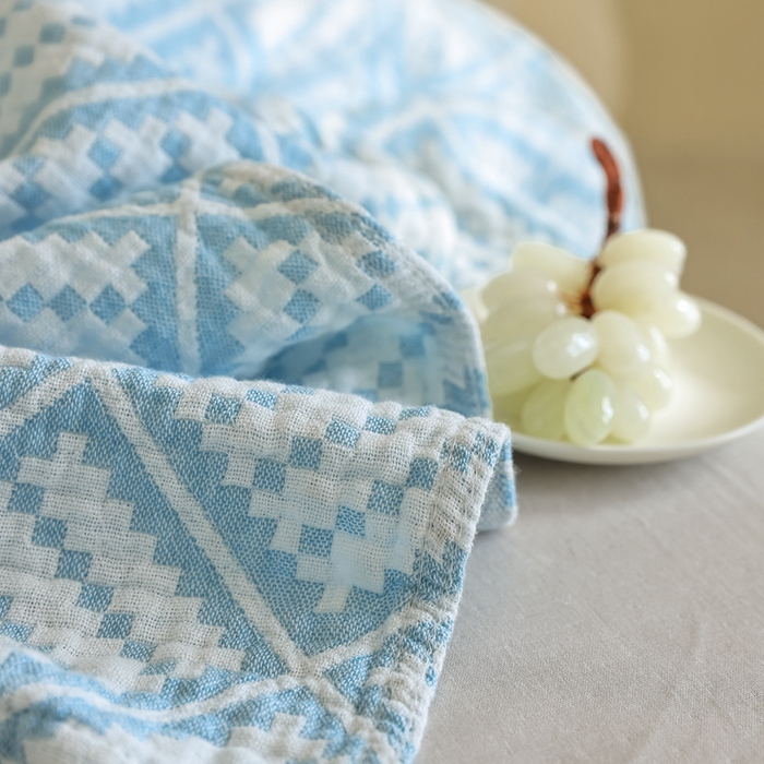 91家纺网 家纺一手货源 找家纺 朴尔家纺-毛巾被 2026新款格调简约风全棉纯棉三层纱布毛巾被-朴尔经典款常年备货 曼城时光-蓝