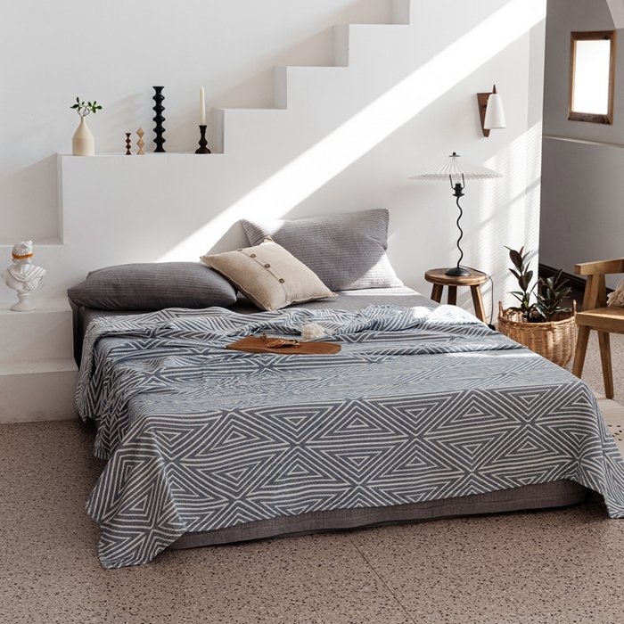 91家纺网 家纺一手货源 找家纺 朴尔家纺-毛巾被 2026新款格调简约风全棉纯棉三层纱布毛巾被-朴尔经典款常年备货 普韦布洛-兰