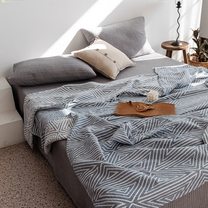 91家纺网 家纺一手货源 找家纺 朴尔家纺-毛巾被 2026新款格调简约风全棉纯棉三层纱布毛巾被-朴尔经典款常年备货 普韦布洛-兰