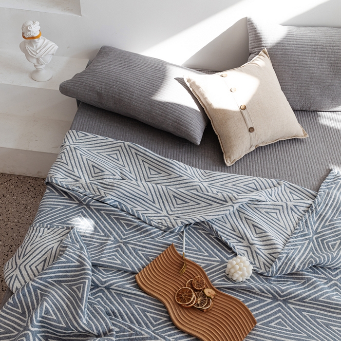 91家纺网 家纺一手货源 找家纺 朴尔家纺-毛巾被 2026新款格调简约风全棉纯棉三层纱布毛巾被-朴尔经典款常年备货 普韦布洛-兰