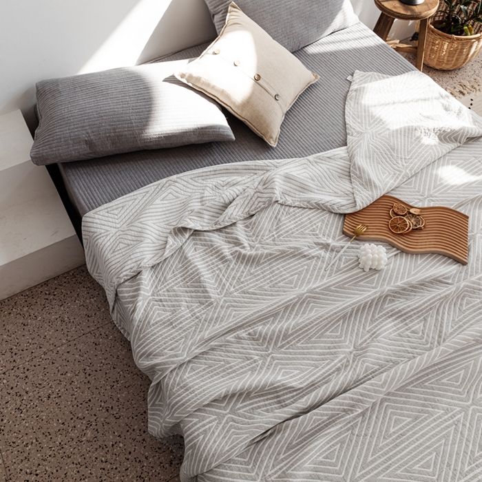 91家纺网 家纺一手货源 找家纺 朴尔家纺-毛巾被 2026新款格调简约风全棉纯棉三层纱布毛巾被-朴尔经典款常年备货 普韦布洛-浅灰