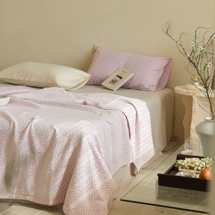 91家纺网 家纺一手货源 找家纺 朴尔家纺-毛巾被 2026新款格调简约风全棉纯棉三层纱布毛巾被-朴尔经典款常年备货 西西里-粉