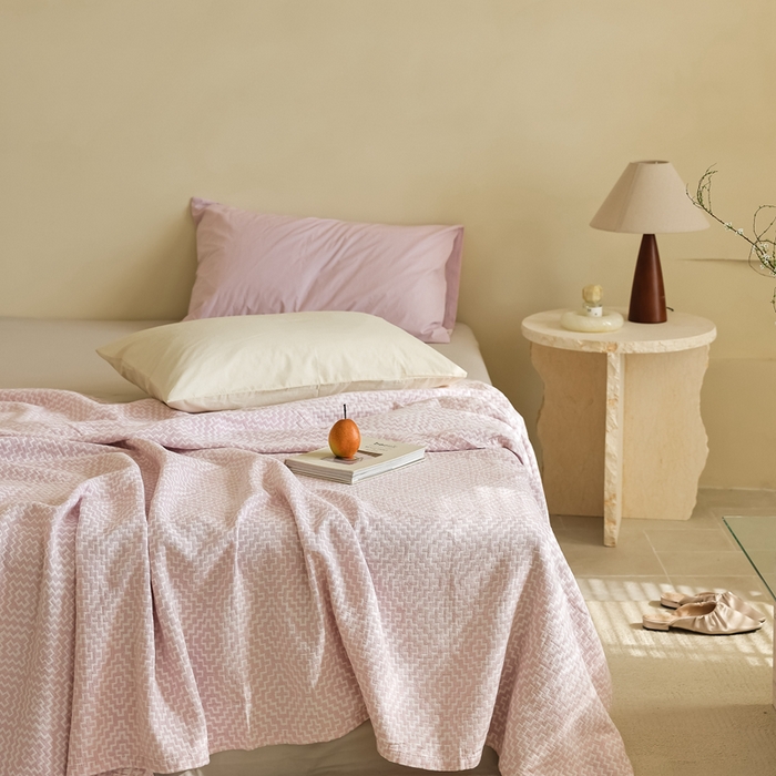 91家纺网 家纺一手货源 找家纺 朴尔家纺-毛巾被 2026新款格调简约风全棉纯棉三层纱布毛巾被-朴尔经典款常年备货 西西里-粉