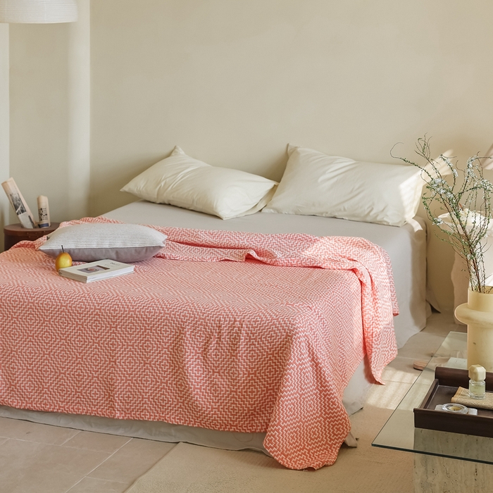 91家纺网 家纺一手货源 找家纺 朴尔家纺-毛巾被 2026新款格调简约风全棉纯棉三层纱布毛巾被-朴尔经典款常年备货 西西里-橘