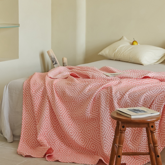 91家纺网 家纺一手货源 找家纺 朴尔家纺-毛巾被 2026新款格调简约风全棉纯棉三层纱布毛巾被-朴尔经典款常年备货 西西里-橘