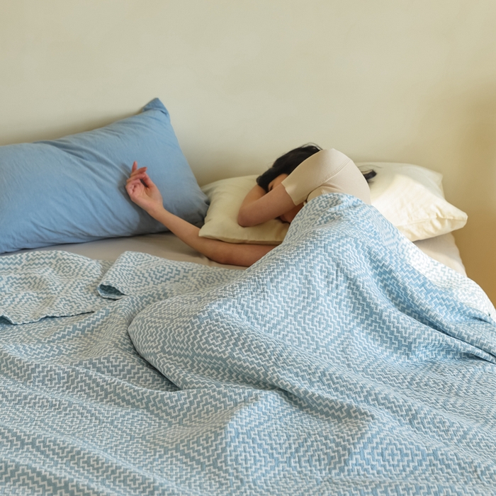 91家纺网 家纺一手货源 找家纺 朴尔家纺-毛巾被 2026新款格调简约风全棉纯棉三层纱布毛巾被-朴尔经典款常年备货 西西里-蓝