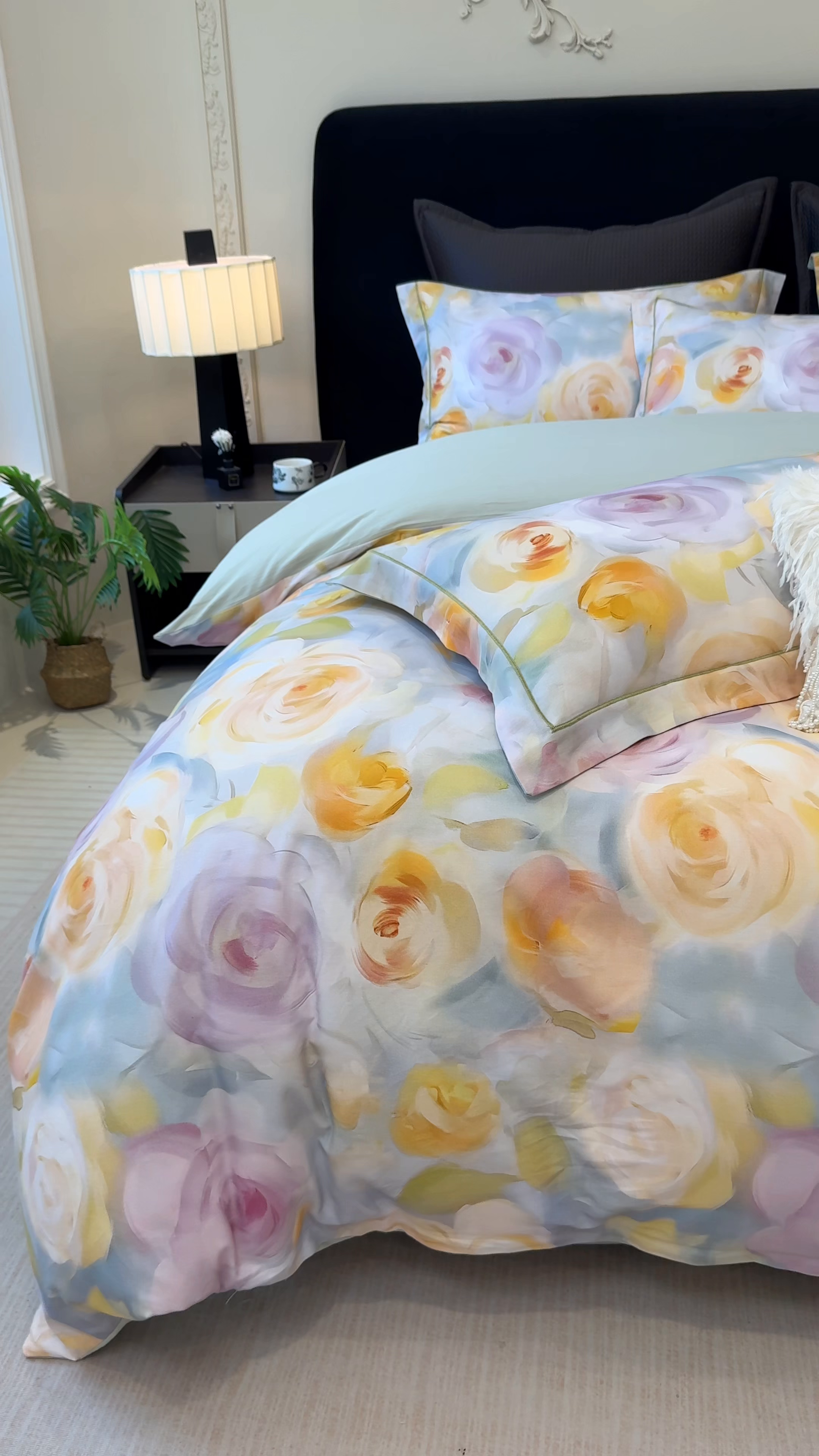 91家纺网 家纺一手货源 找家纺 优迈 2026新款全棉纯棉磨毛数码印花四件套 爱语玫瑰