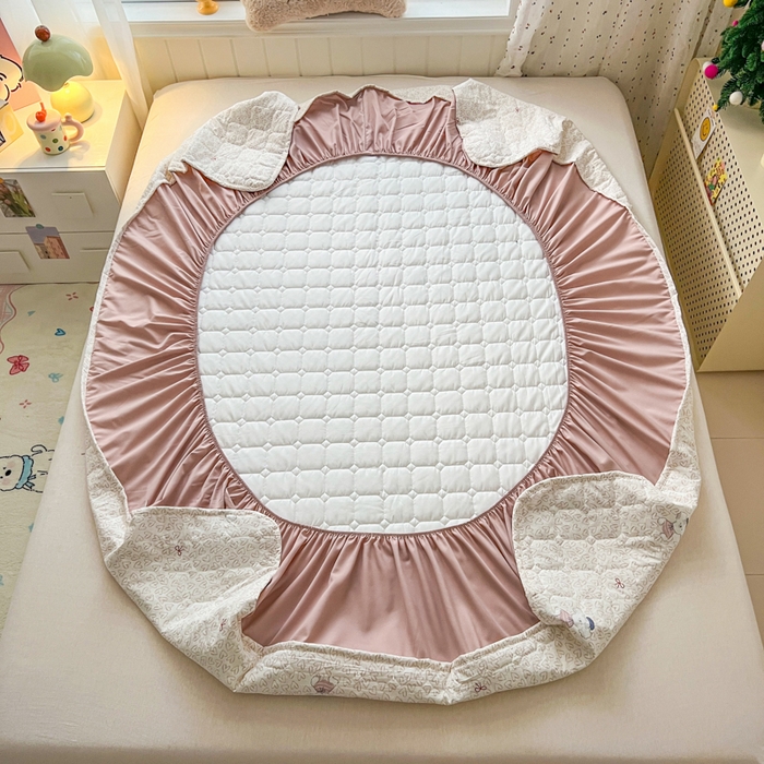 91家纺网 家纺一手货源 找家纺 赛丽雅 2026新款夹棉床笠三件套加厚床垫保护套 爱心狗狗