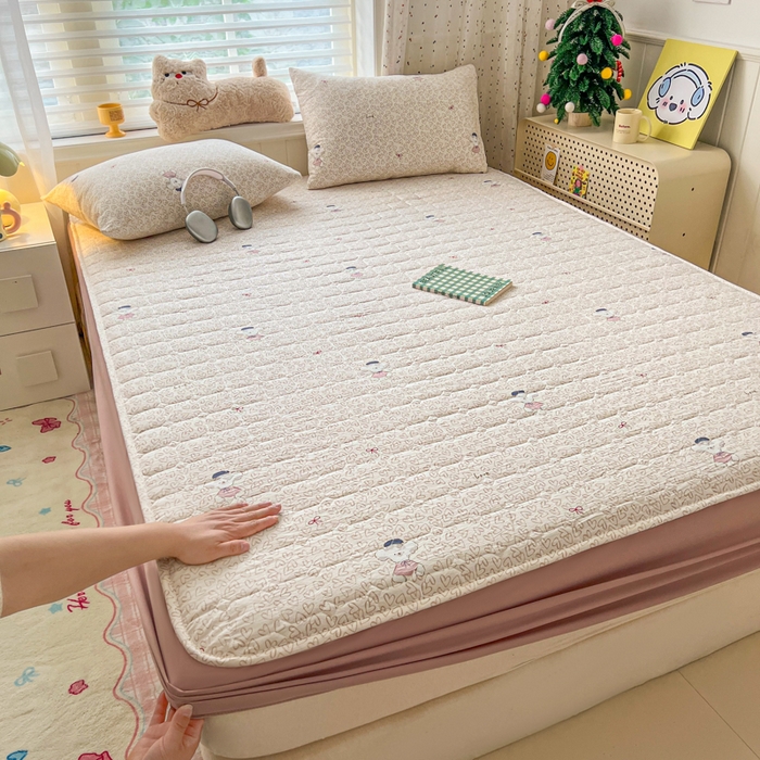 赛丽雅 2026新款夹棉床笠三件套加厚床垫保护套 爱心狗狗