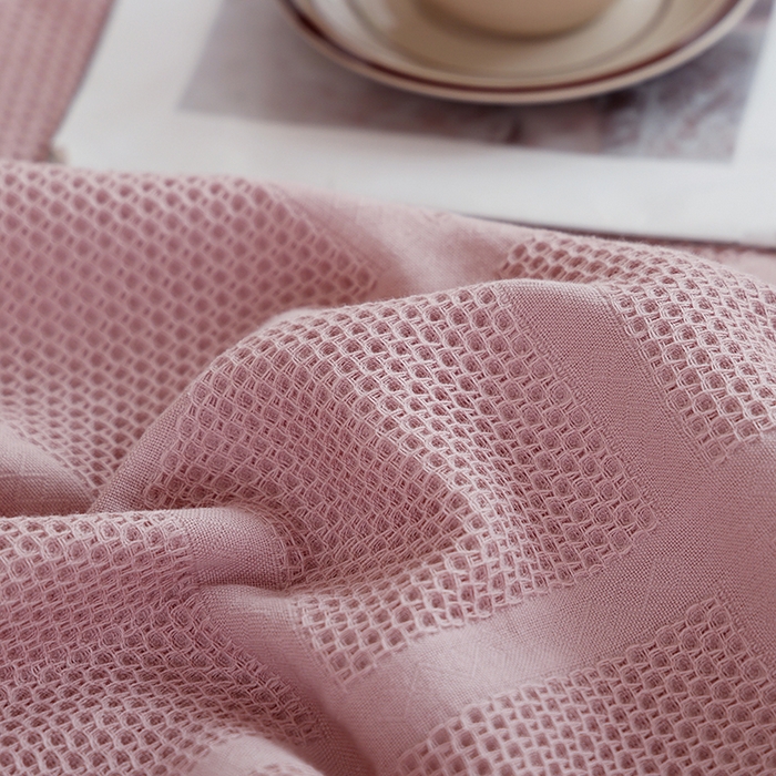 91家纺网 家纺一手货源 找家纺 朴尔家纺-毛巾被 2026新款全棉纯棉质朴方格风立体华夫格透气纱布毛巾被-朴尔经典款常年备货 方格华夫格-粉