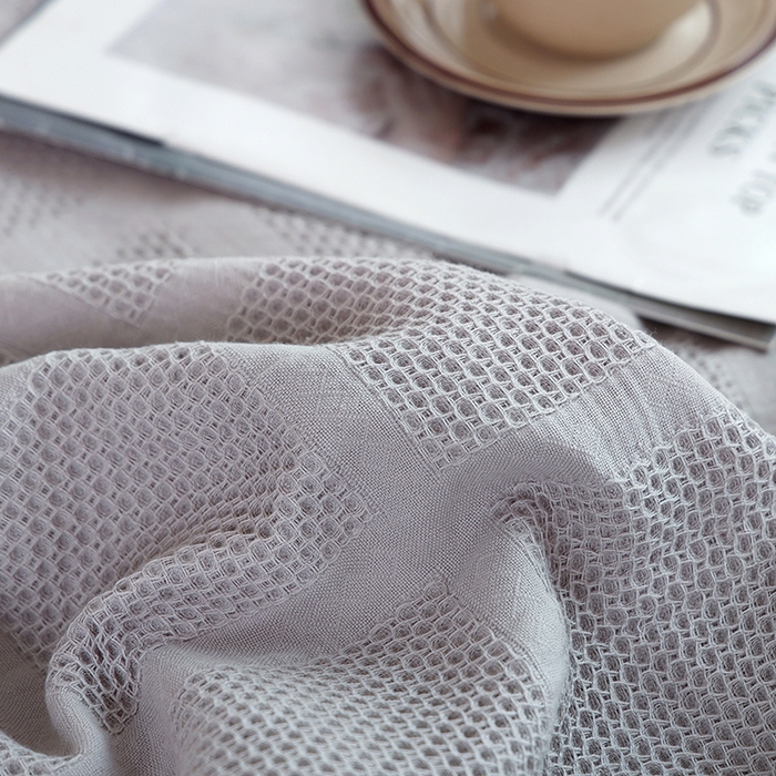 91家纺网 家纺一手货源 找家纺 朴尔家纺-毛巾被 2026新款全棉纯棉质朴方格风立体华夫格透气纱布毛巾被-朴尔经典款常年备货 方格华夫格-灰