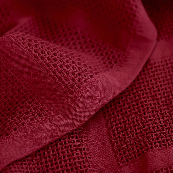 91家纺网 家纺一手货源 找家纺 朴尔家纺-毛巾被 2026新款全棉纯棉质朴方格风立体华夫格透气纱布毛巾被-朴尔经典款常年备货 方格华夫格-酒红