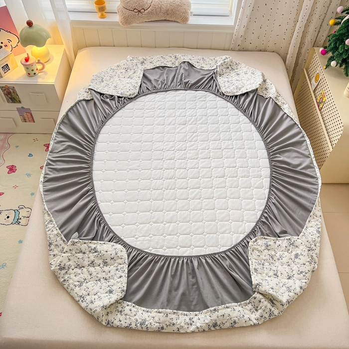 91家纺网 家纺一手货源 找家纺 赛丽雅 2026新款夹棉床笠三件套加厚床垫保护套 花枝棠