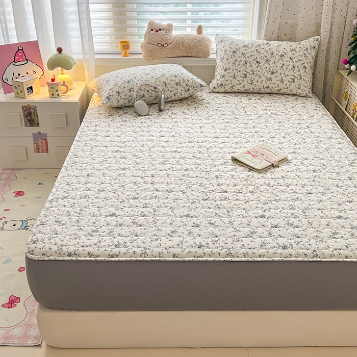 91家纺网 家纺一手货源 找家纺 赛丽雅 2026新款夹棉床笠三件套加厚床垫保护套 花枝棠