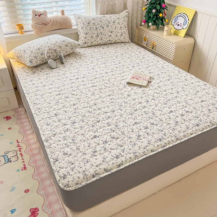 91家纺网 家纺一手货源 找家纺 赛丽雅 2026新款夹棉床笠三件套加厚床垫保护套 花枝棠