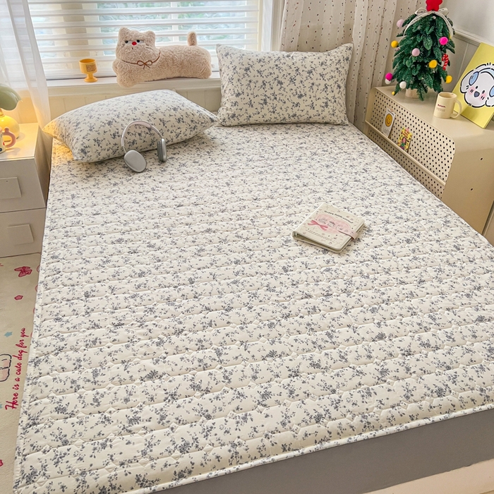 91家纺网 家纺一手货源 找家纺 赛丽雅 2026新款夹棉床笠三件套加厚床垫保护套 花枝棠