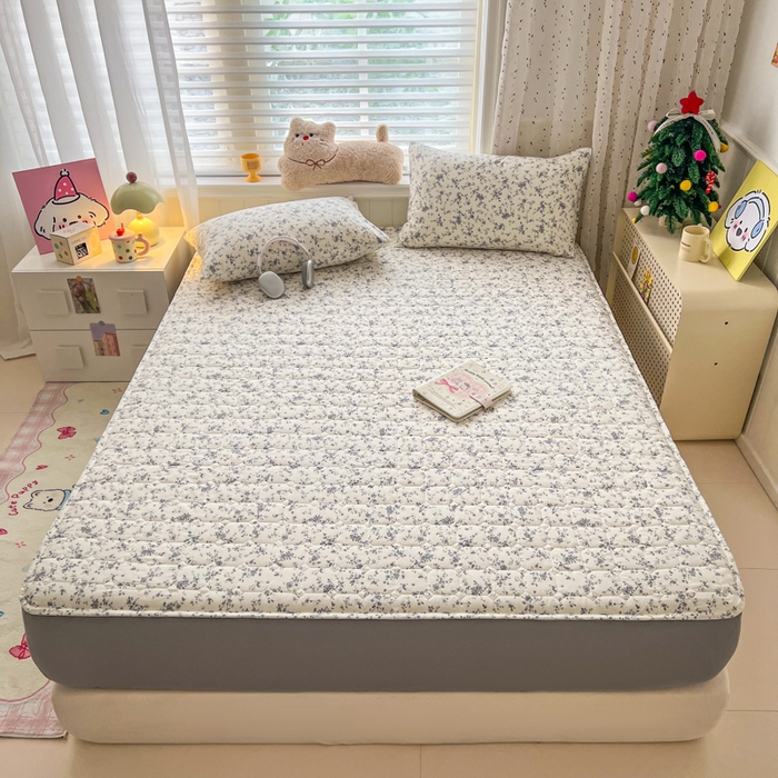 91家纺网 家纺一手货源 找家纺 赛丽雅 2026新款夹棉床笠三件套加厚床垫保护套 花枝棠