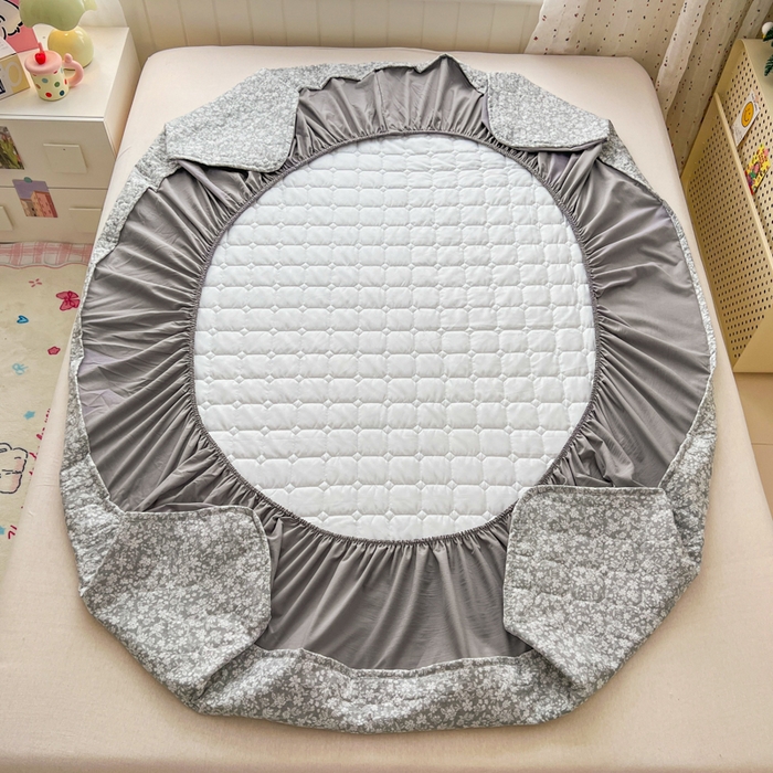 91家纺网 家纺一手货源 找家纺 赛丽雅 2026新款夹棉床笠三件套加厚床垫保护套 华茵春日