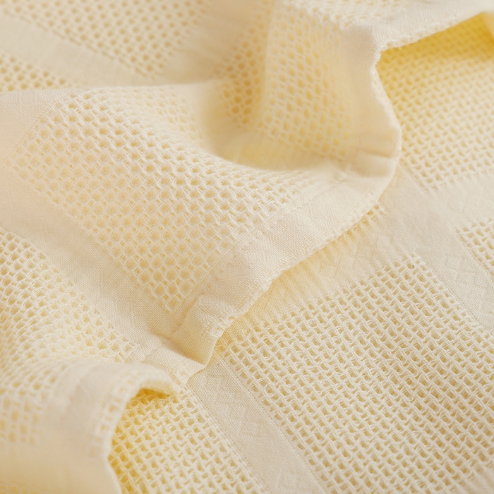 91家纺网 家纺一手货源 找家纺 朴尔家纺-毛巾被 2026新款全棉纯棉质朴方格风立体华夫格透气纱布毛巾被-朴尔经典款常年备货 方格华夫格-米白