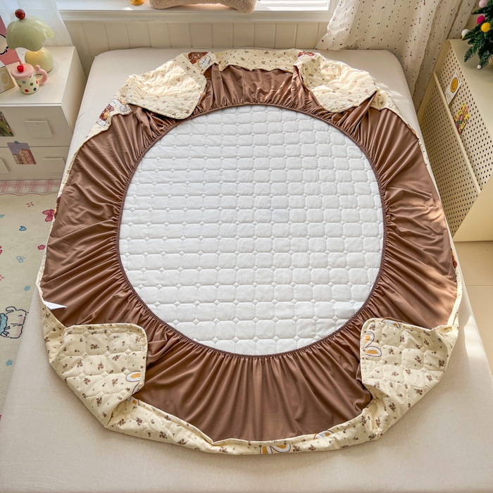 91家纺网 家纺一手货源 找家纺 赛丽雅 2026新款夹棉床笠三件套加厚床垫保护套 暖兔