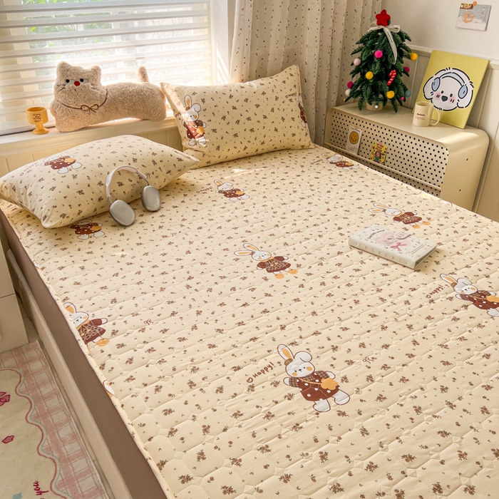 91家纺网 家纺一手货源 找家纺 赛丽雅 2026新款夹棉床笠三件套加厚床垫保护套 暖兔