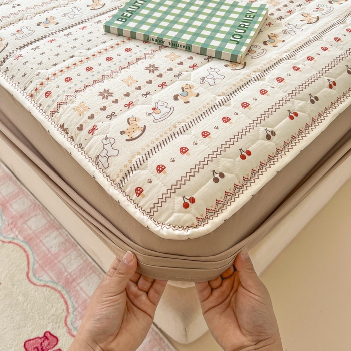 91家纺网 家纺一手货源 找家纺 赛丽雅 2026新款夹棉床笠三件套加厚床垫保护套 千禧马